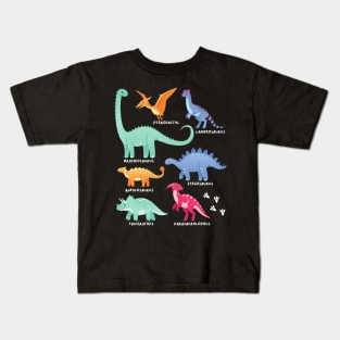 Types of Dinosaurs Future Paleontologist Kids Dino Lover Kids T-Shirt